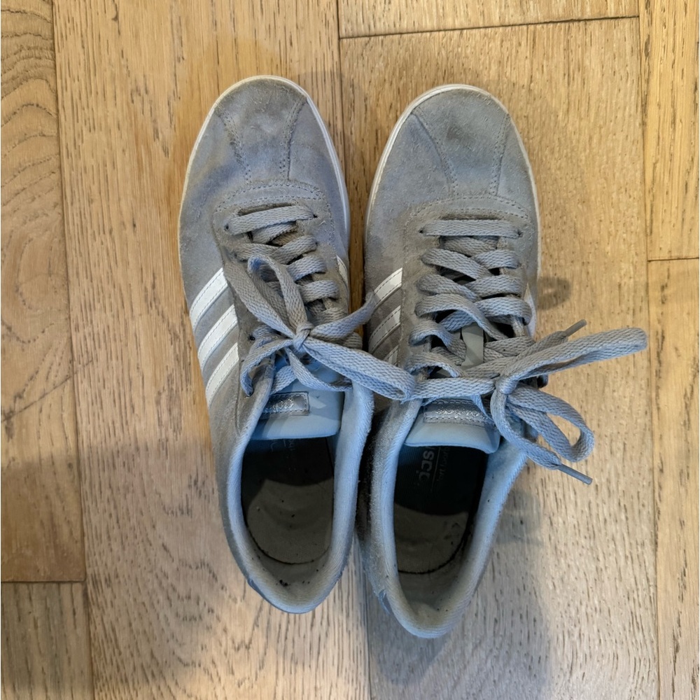 Women’s Grey Suede Adidas Court Sneakers
